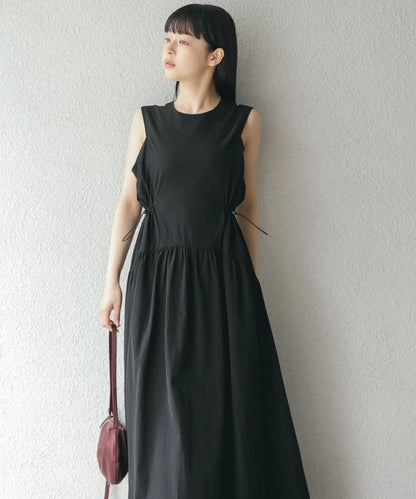 無袖抽繩連衣裙