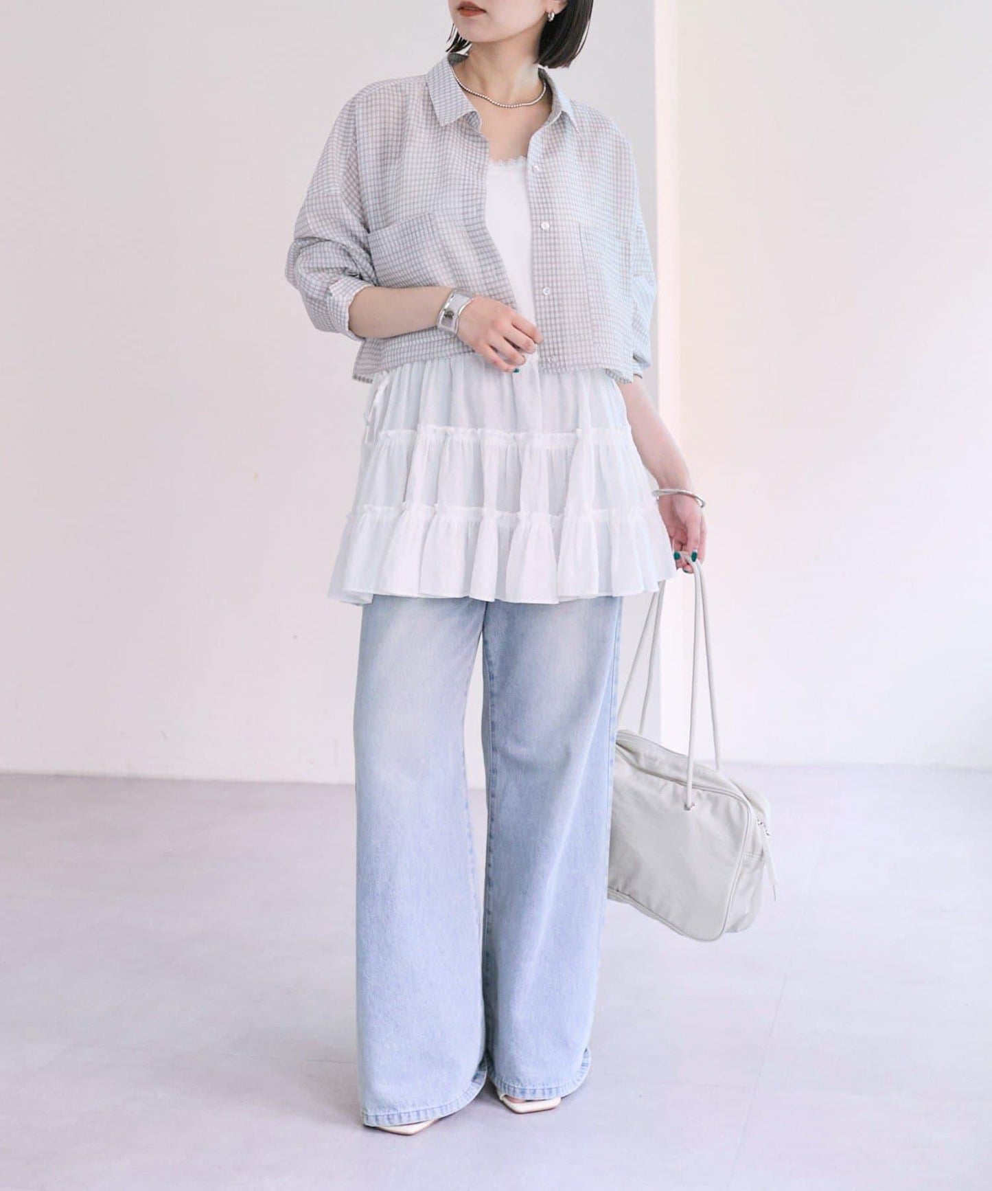 mystic 透紗短款襯衫