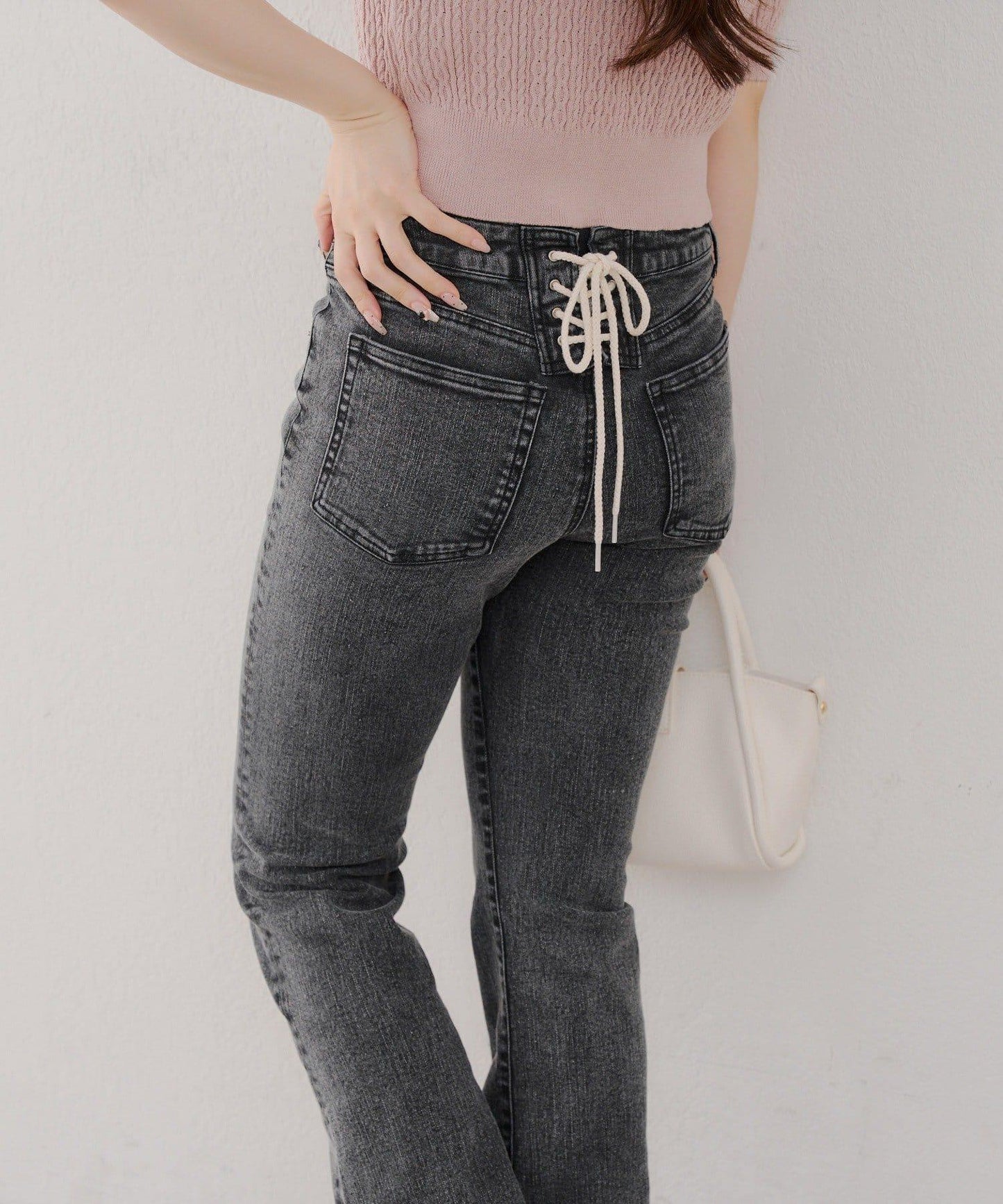 【@reve.perle_企劃】後綁帶荷葉邊喇叭褲