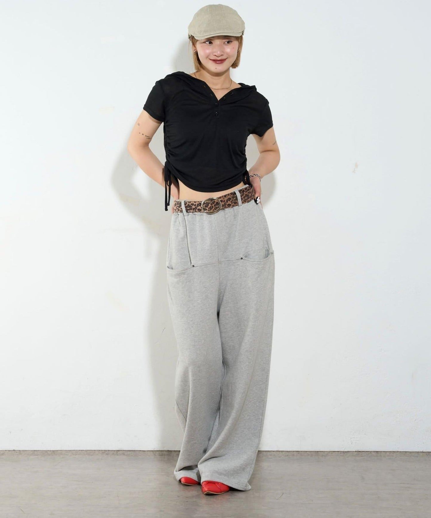 透視亨利領短袖帽衫