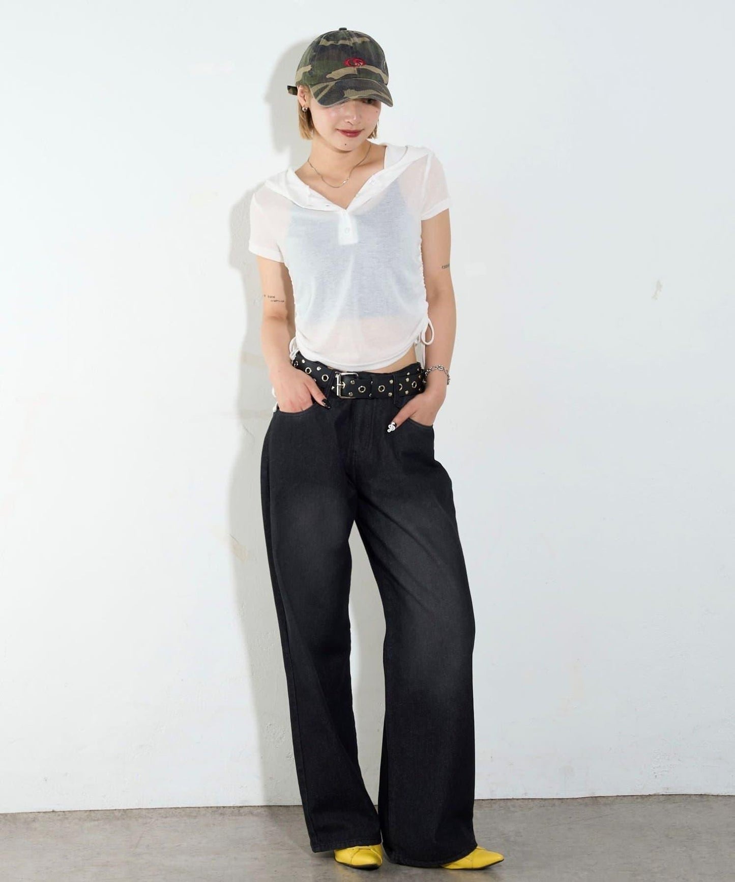 透視亨利領短袖帽衫