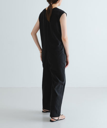 2尺碼可選亞麻風深V領連體褲