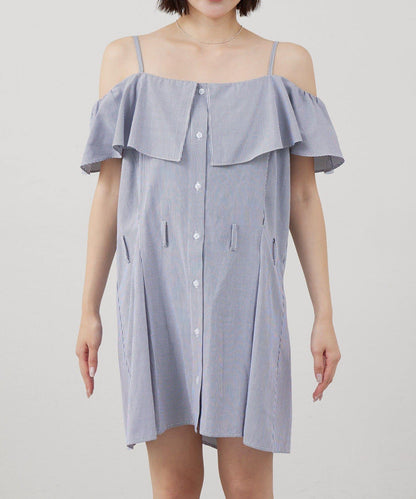 mline 露肩襯衫風 迷你連衣裙