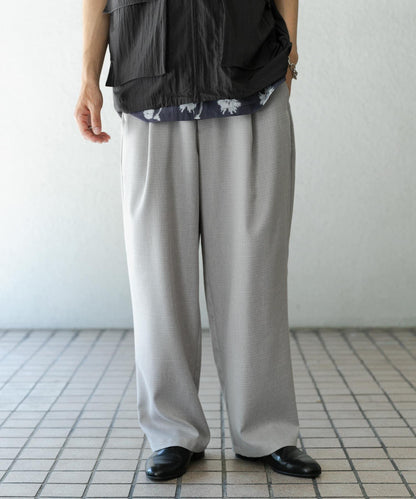 混色褶皺寬腿褲