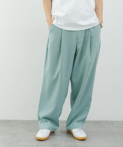 混色褶皺寬腿褲