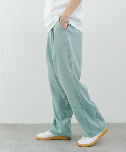 混色褶皺寬腿褲