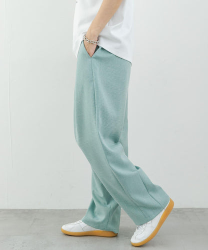 混色褶皺寬腿褲