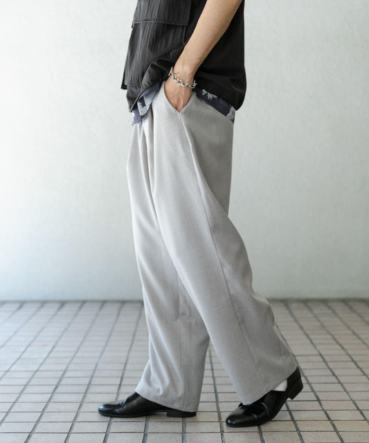 混色褶皺寬腿褲