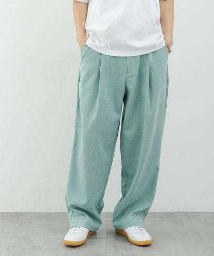 混色褶皺寬腿褲