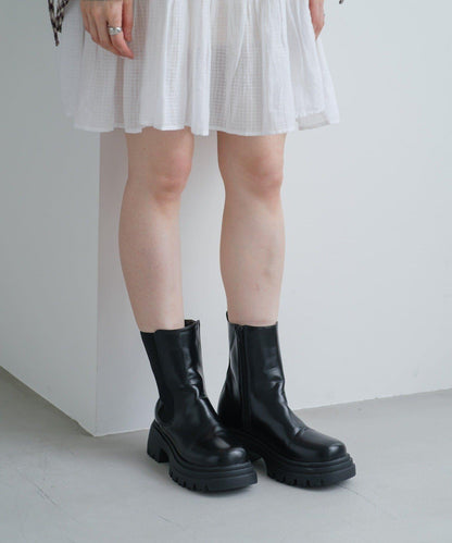 【晴雨兼用/輕量/生活防水】側邊彈性布雨中筒靴