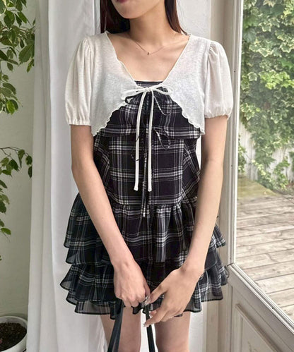 吊帶蝴蝶結迷你連衣裙