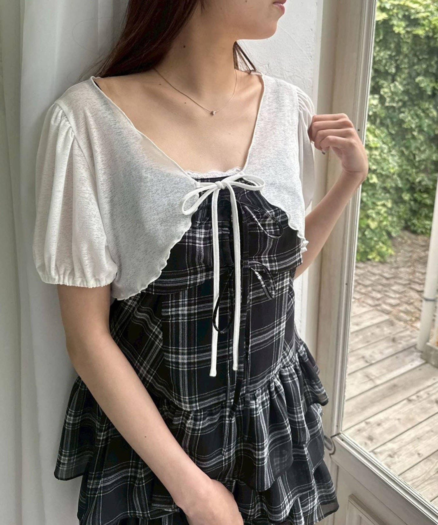 吊帶蝴蝶結迷你連衣裙