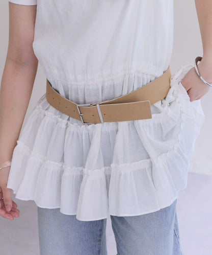 【mystic】 方形扣 寬版 腰帶