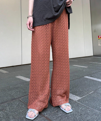 蕾絲針織闊腿褲
