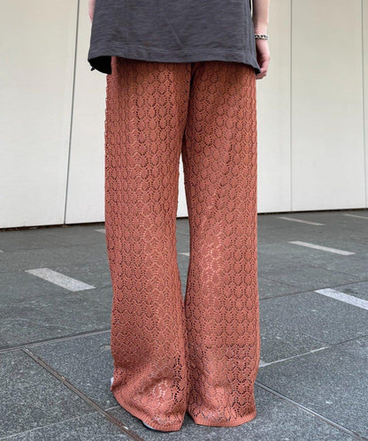 蕾絲針織闊腿褲