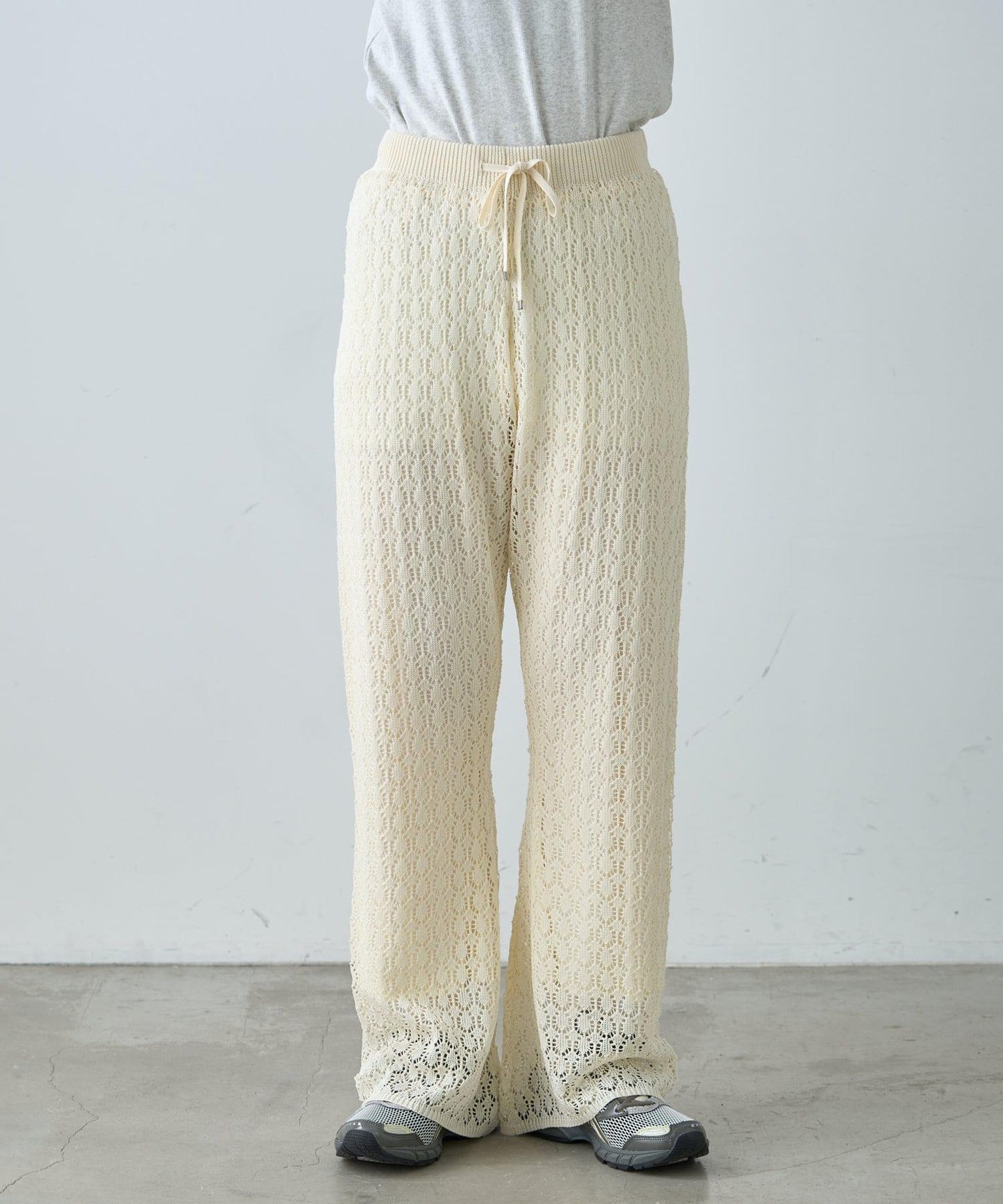 蕾絲針織闊腿褲