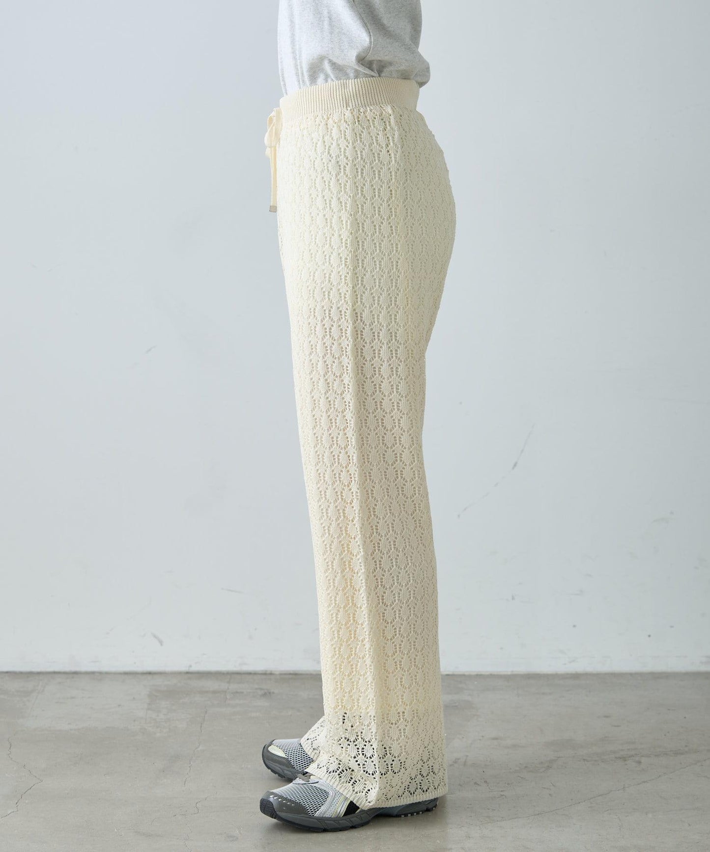 蕾絲針織闊腿褲