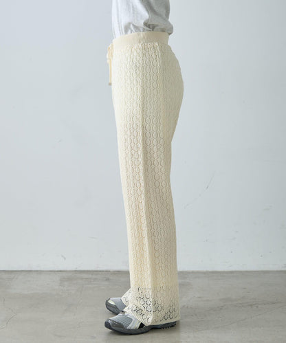 蕾絲針織闊腿褲
