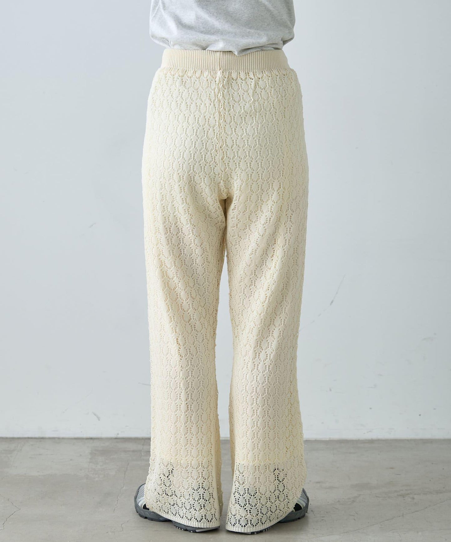 蕾絲針織闊腿褲