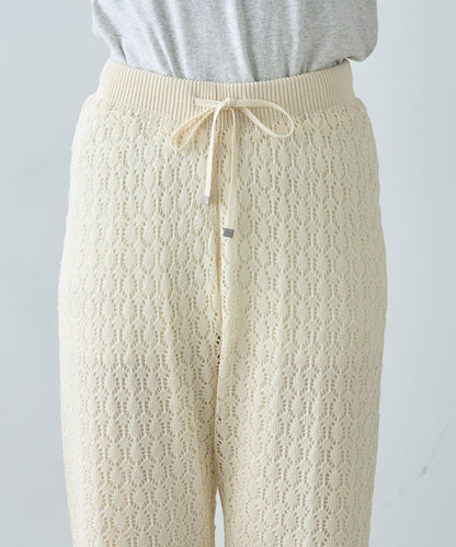 蕾絲針織闊腿褲
