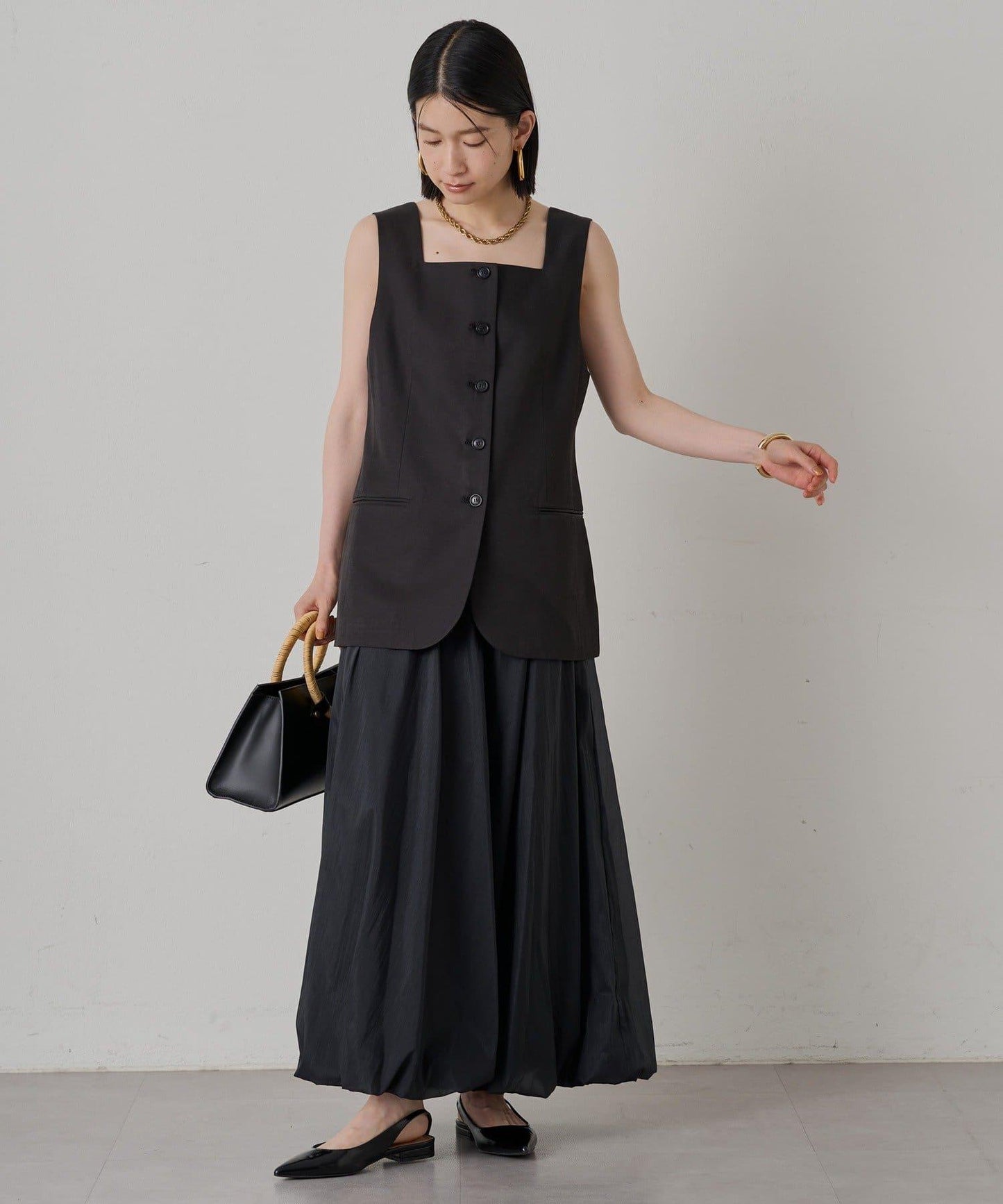 輕盈塔夫綢燈籠半身裙