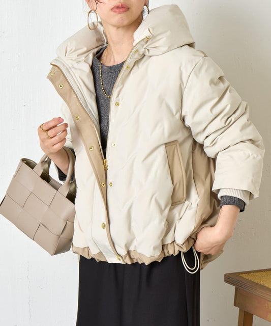 配色連帽羽絨服