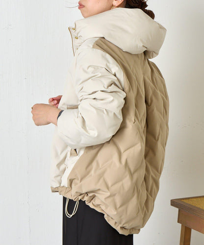 配色連帽羽絨服