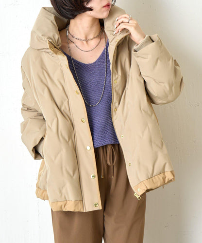 配色連帽羽絨服