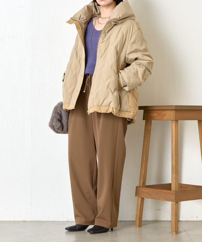 配色連帽羽絨服