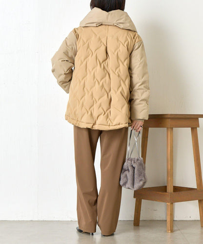 配色連帽羽絨服