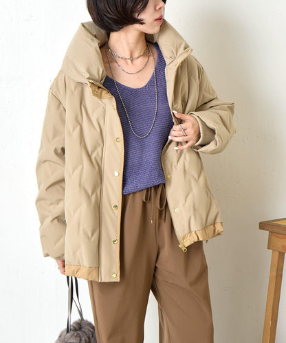 配色連帽羽絨服