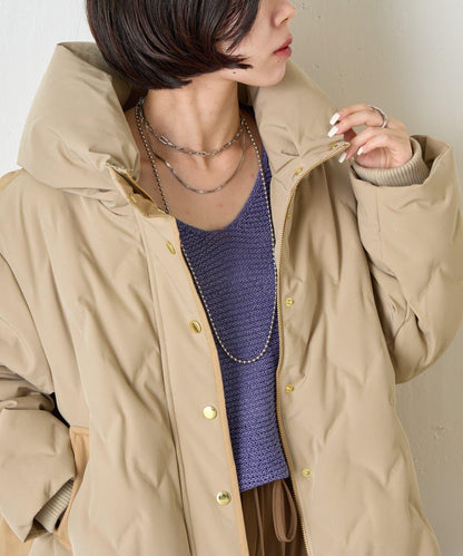 配色連帽羽絨服
