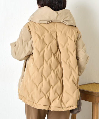 配色連帽羽絨服