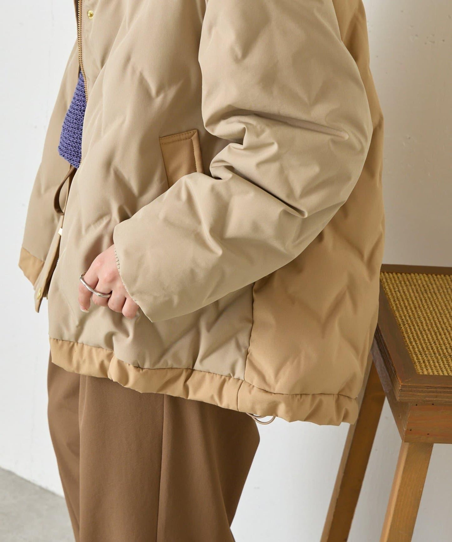 配色連帽羽絨服
