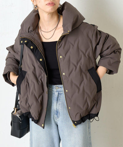 配色連帽羽絨服