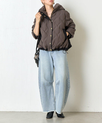 配色連帽羽絨服