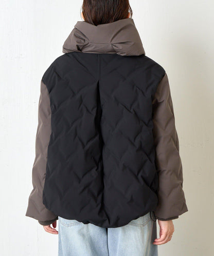 配色連帽羽絨服