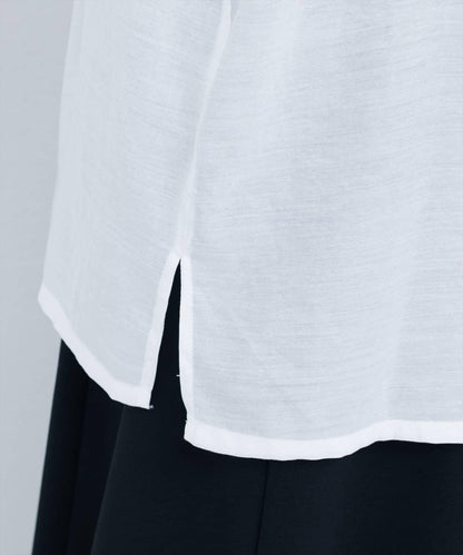 【限定】立領側開衩透視襯衫