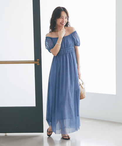 【La boutique BonBon】牛仔風網紗連衣裙