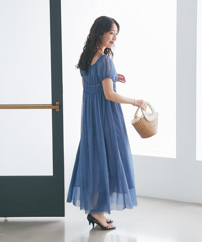 【La boutique BonBon】牛仔風網紗連衣裙