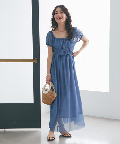 【La boutique BonBon】牛仔風網紗連衣裙