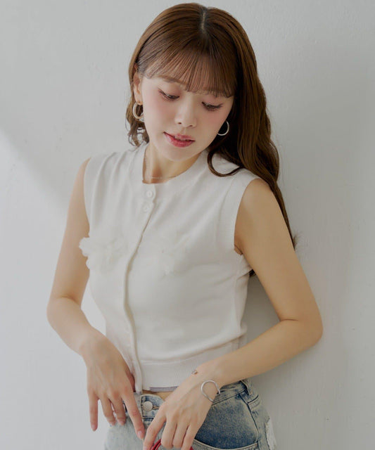 Chico 花朵圖案無袖馬甲