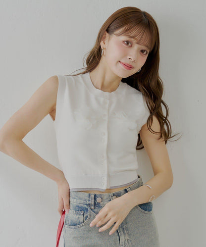 花朵圖案無袖馬甲