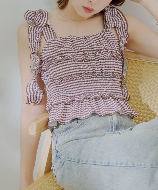 Chico 肩部荷葉邊收褶設計上衣