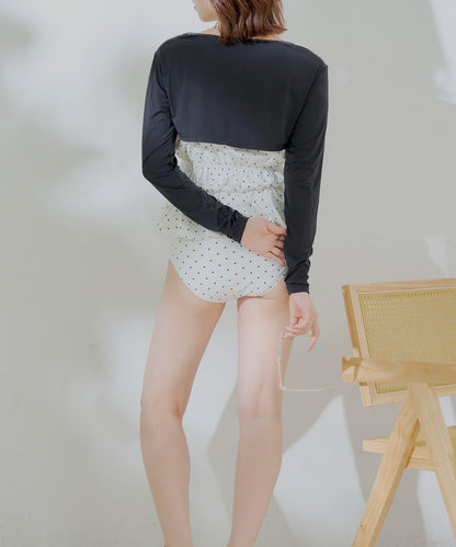 【泳裝】蕾絲鑲邊三件套裝