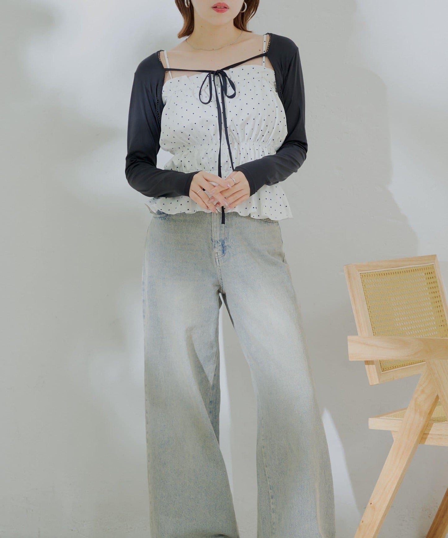 【泳裝】蕾絲鑲邊三件套裝