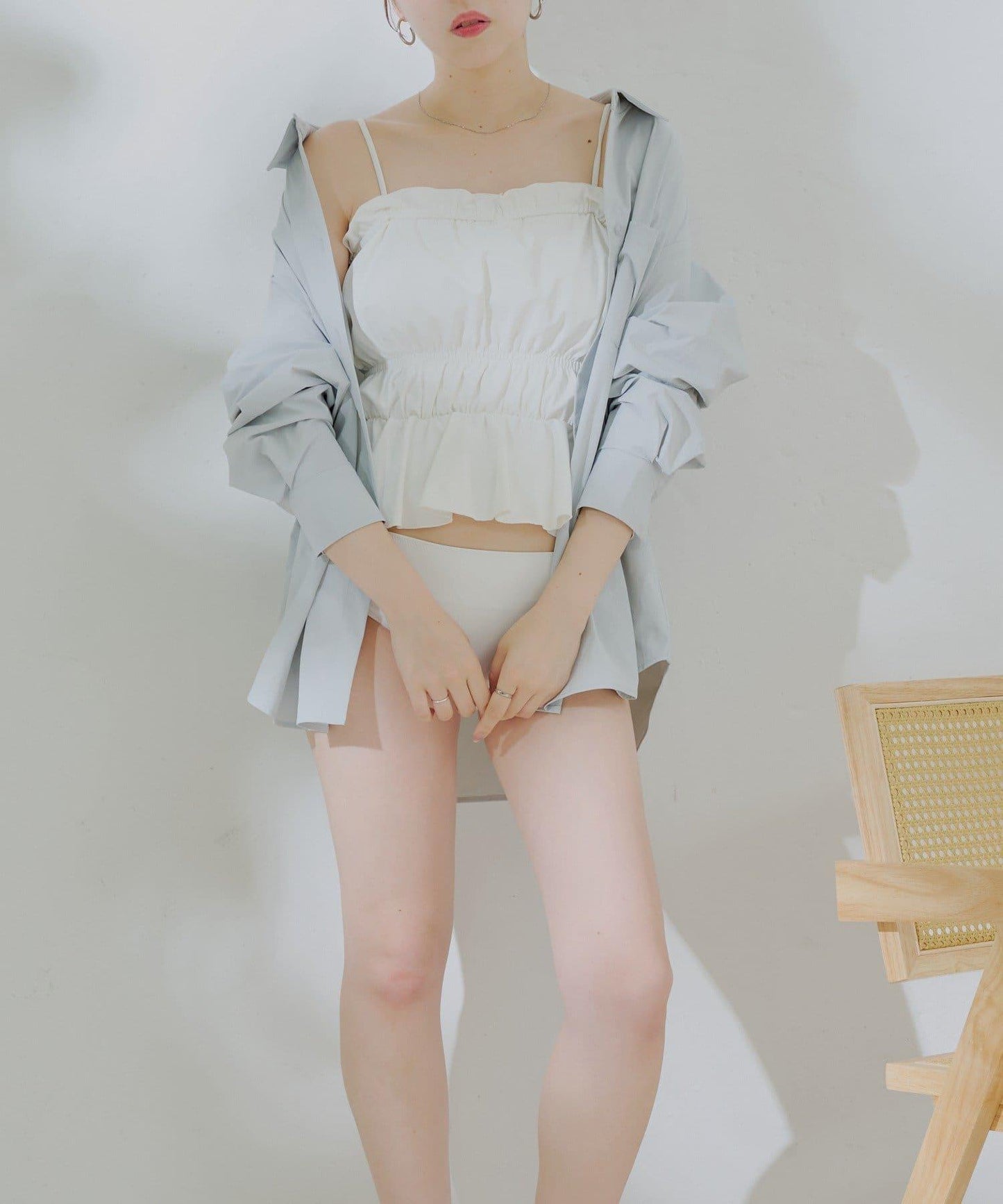 【泳裝】蕾絲鑲邊三件套裝