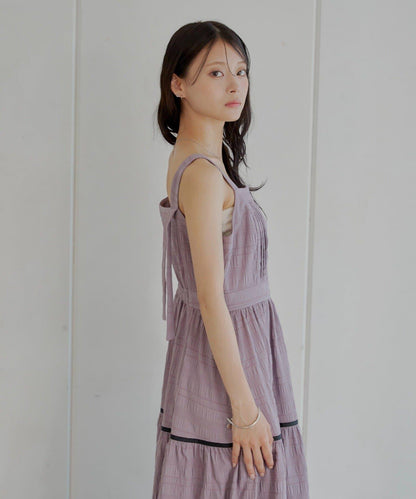 【SALON by Chico】前開扣配色長款連衣裙