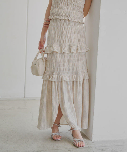 Chico 格紋荷葉邊抽褶半身裙