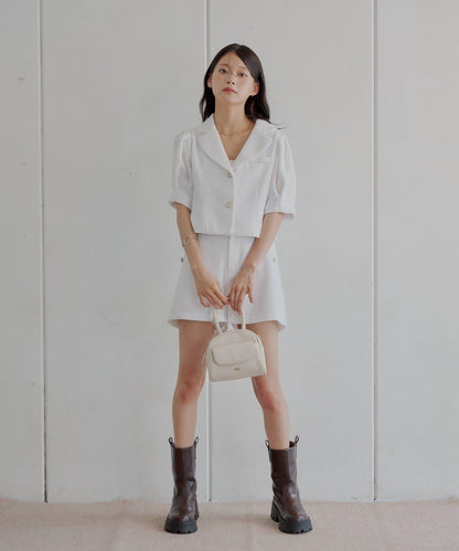 Chico 泡泡袖短款粗花呢夾克